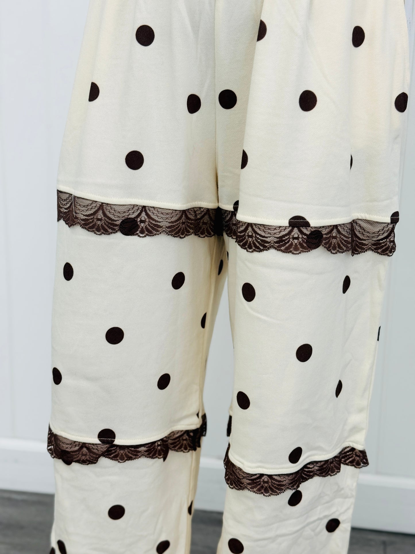 Ivory/Brown Polka Dot Seam Lace Pants (Reg.)