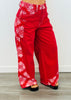 POL Red Paisley Contrast Relaxed Pants (Reg.)