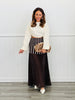Brown Striped Snap Gold Button Top & Skirt Set (Reg.)