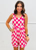 Fuchsia/Cream Checkered Overalls (Reg.)