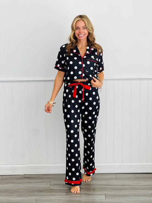 Dotty Darling Polka Dot Ruffle Pajama Set (Reg. and Plus)
