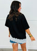 Black/White Lace Detail Short Sleeve Top (Reg. and Plus)