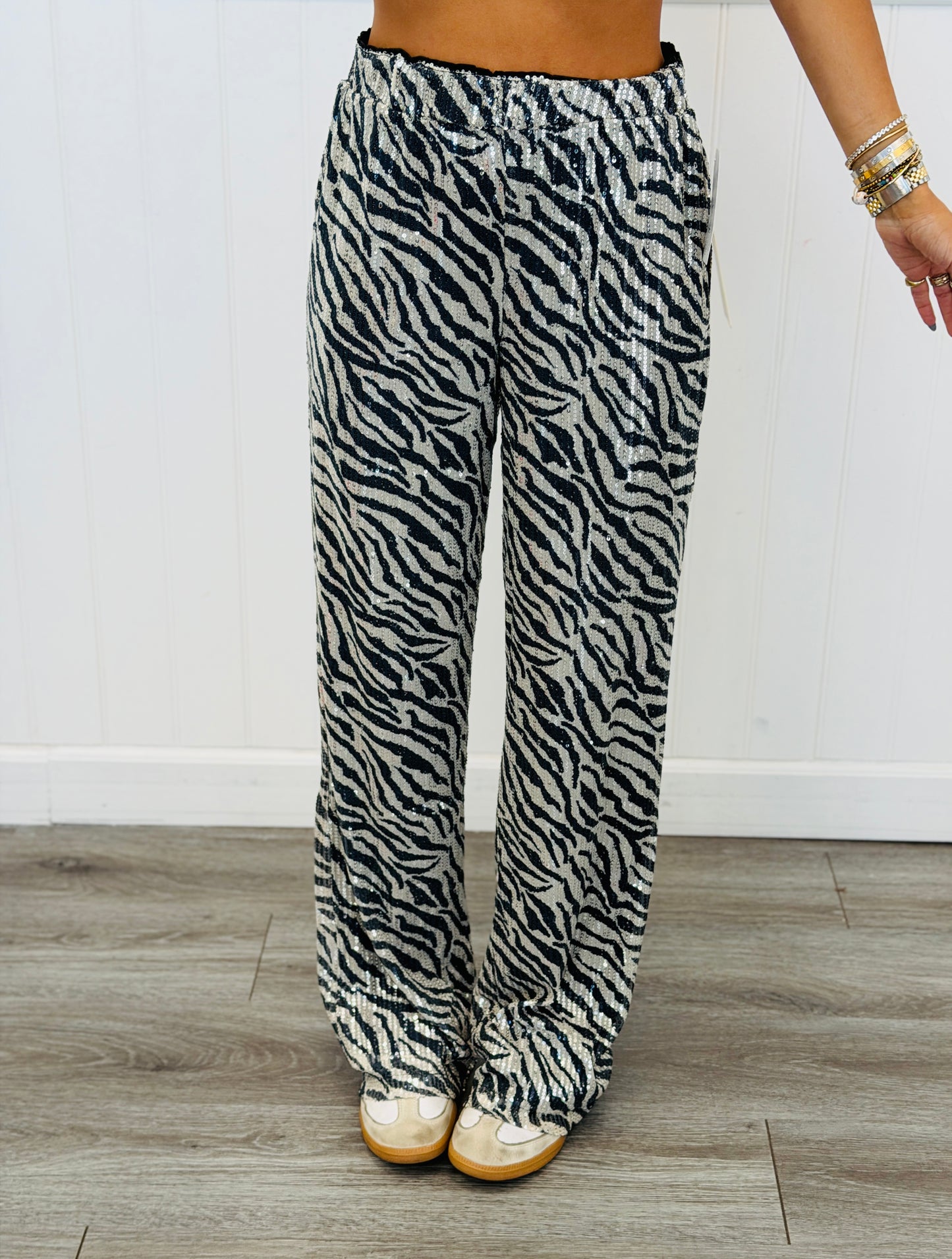 Zebra Sequin Wide Leg Pants (Reg)