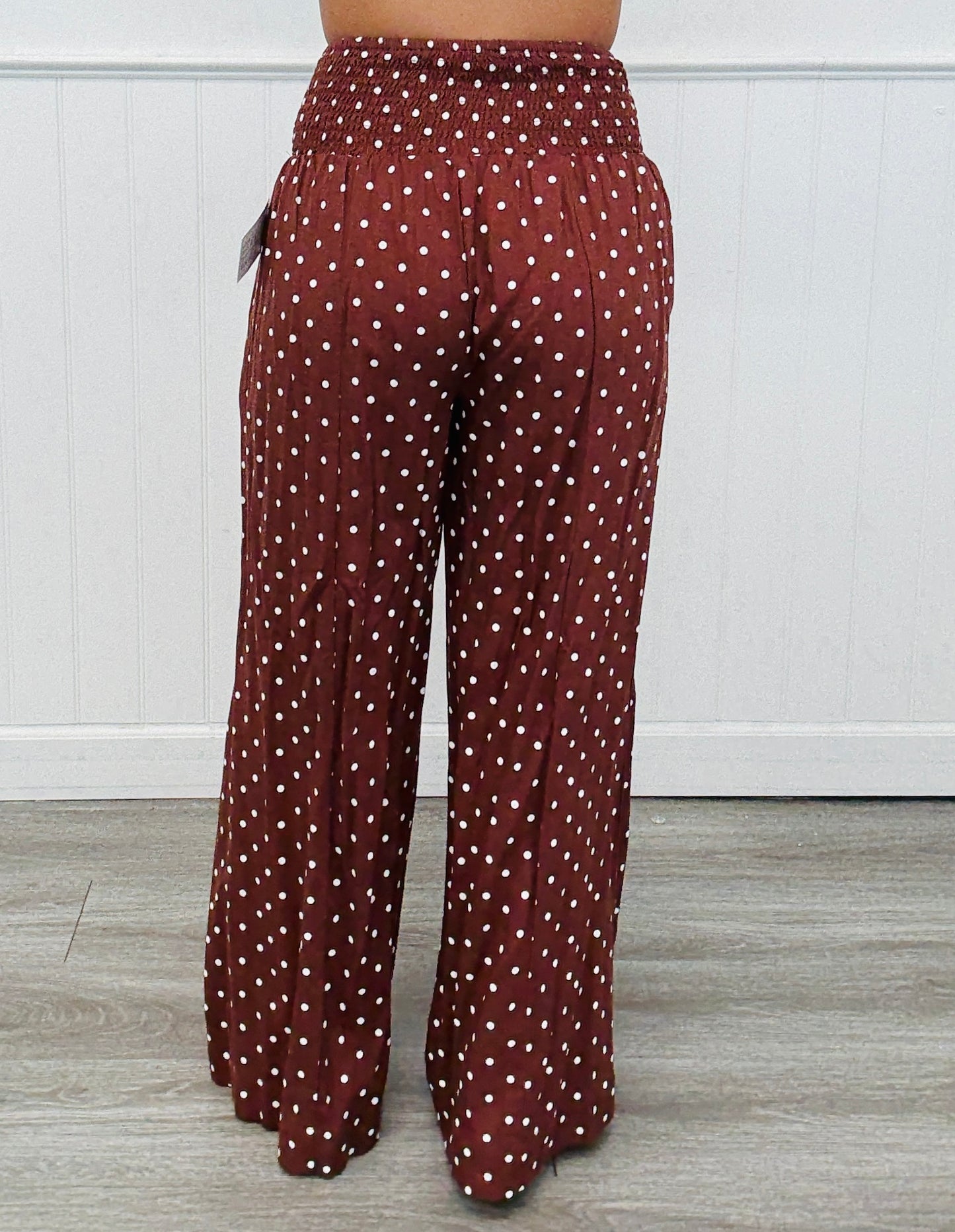 Chestnut Polka Dot Wide Leg Pants (Reg.)