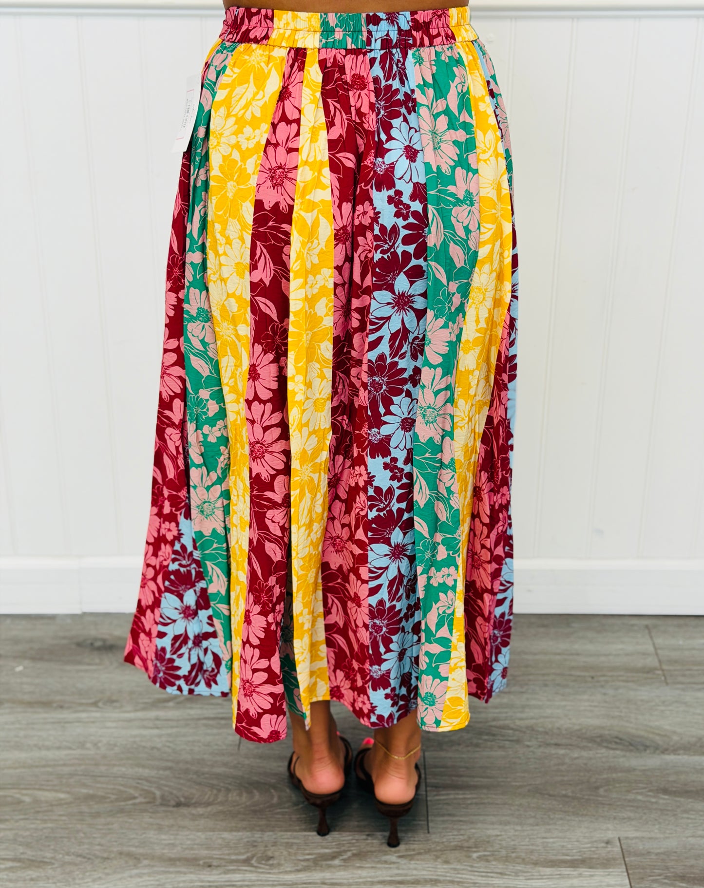 Mixed Floral Print Midi Skirt (Reg. & Plus)
