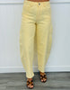 Yellow Rhinestone Embellished Barrel Leg Jeans (Reg.)