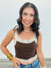 Lace Contrast Cami Top (Reg.)-2 Colors