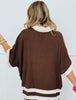 Chocolate Contrast Stripe Shirt & Pants Set (Reg & Plus)