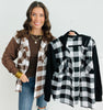 Plaid Button Down Hoodie Top (Reg.)- 2 Colors