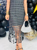 Black Circular Sequins Midi Dress (Reg & Plus)
