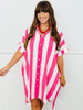 Pink & White Vertical Stripe Shirt Dress (Reg. & Plus)