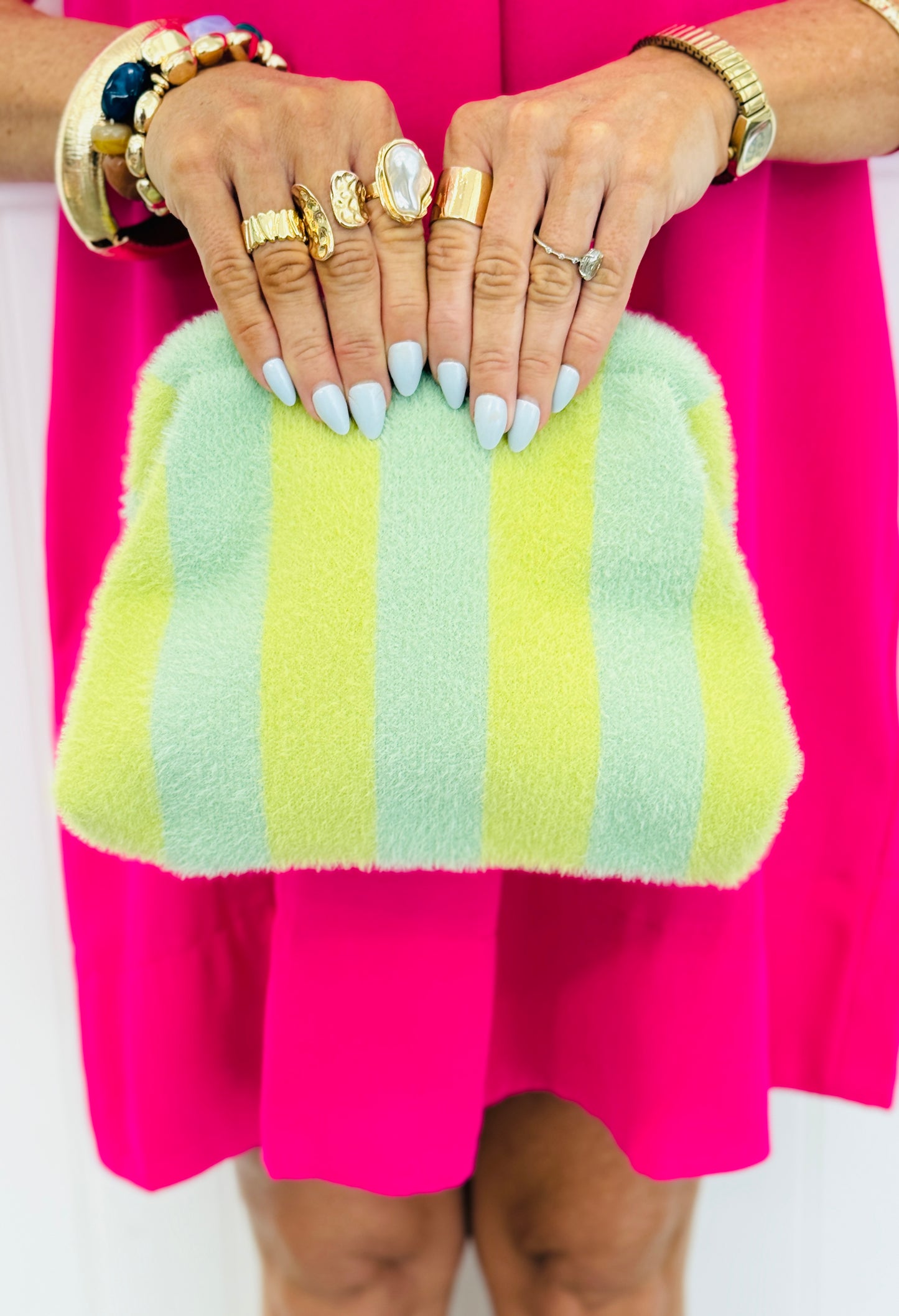 Soho Stripe Design Clutch Bag Makeup Pouch (2 Colors)