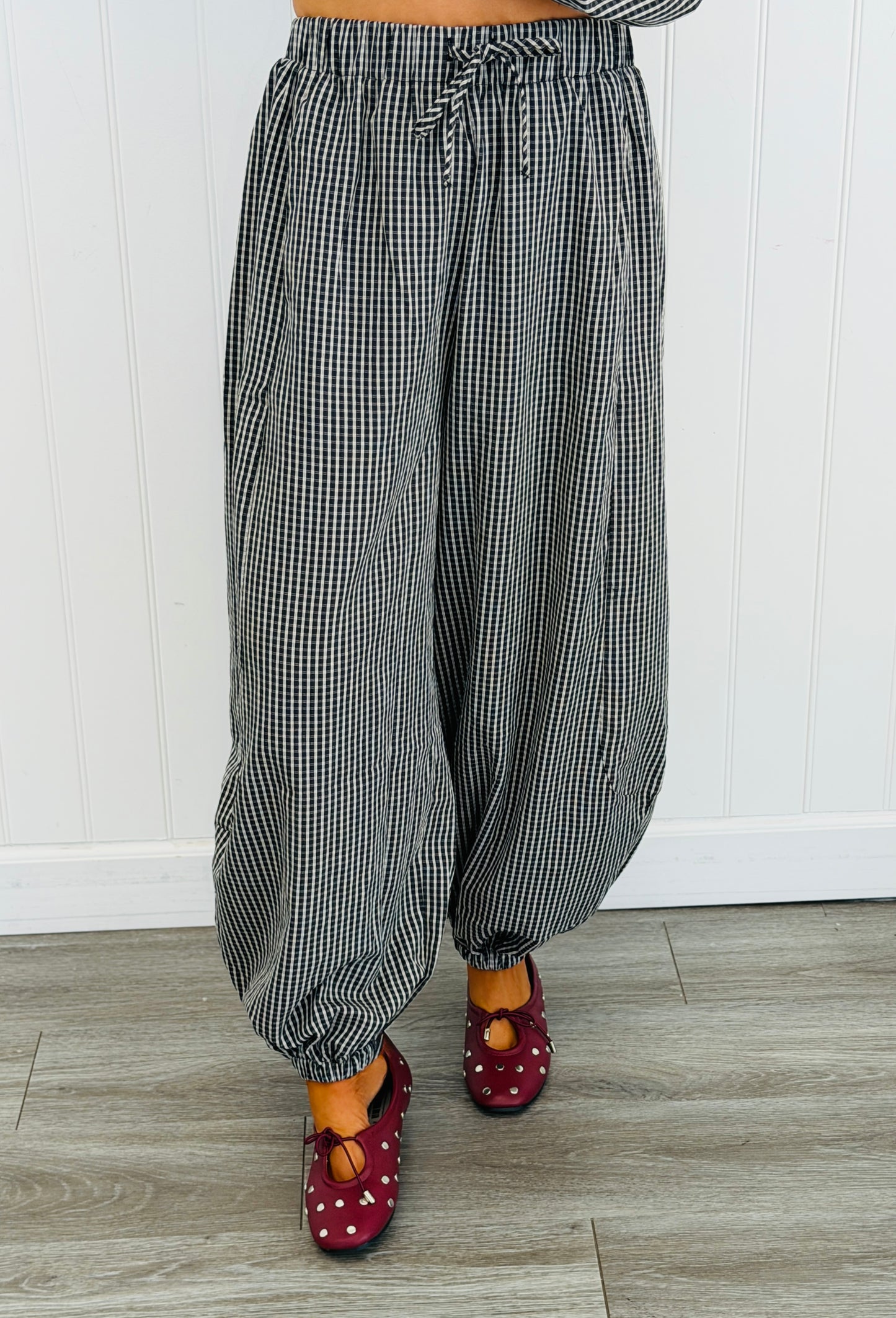 Black Plaid Bubble Top & Pants Set (Reg.)