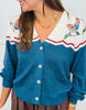 Queen Of Sparkles Blue & Ivory Colorblock Duck Rhinestone Cardigan (Reg. and Plus)