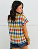 Rust Multi Checkered Mock Neck Sweater Top (Reg.)