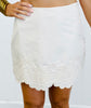 Ecru Embroidered Top & Mini Skirt Set (Reg.)