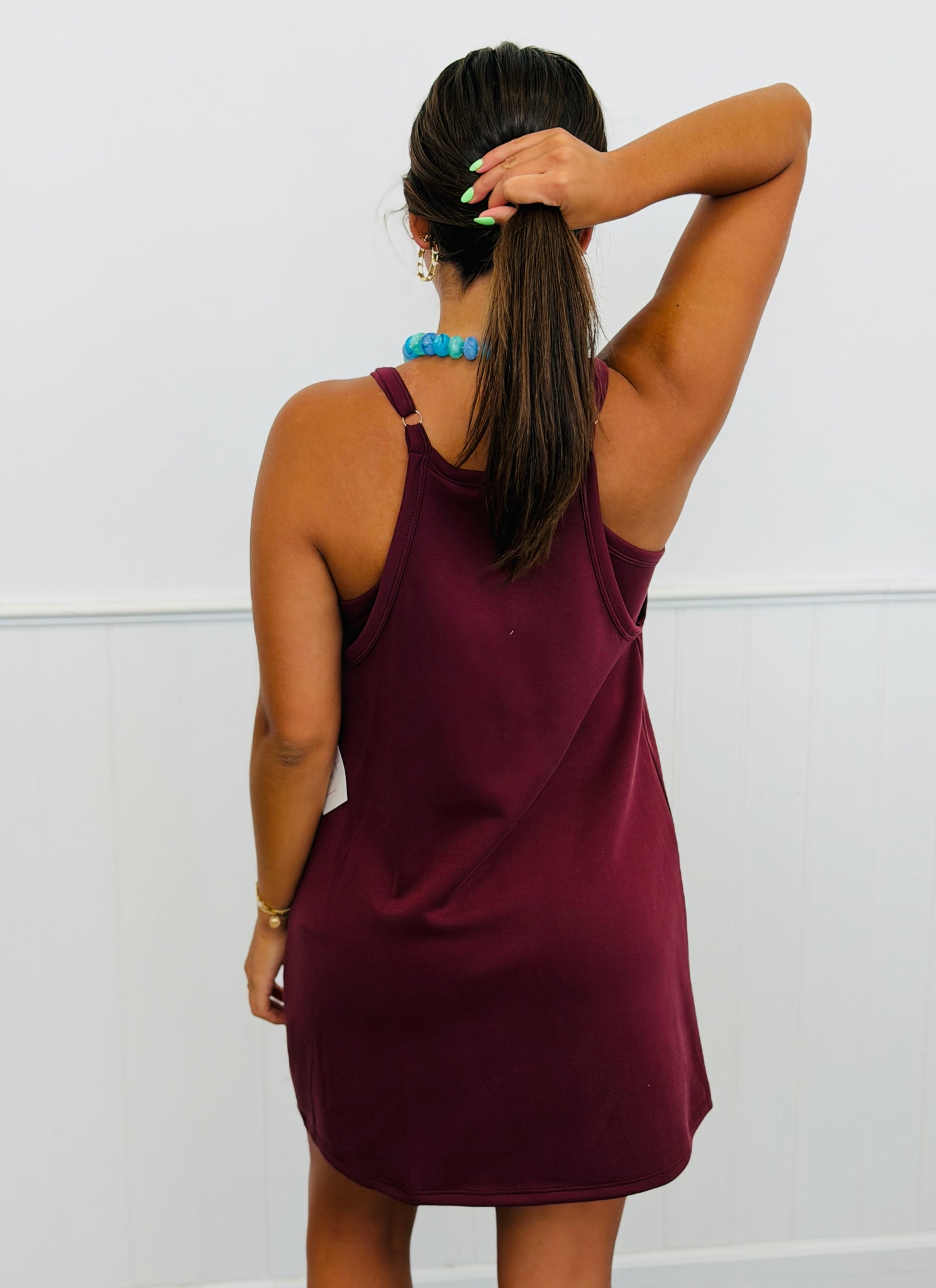 Maroon THE RAY Techno Cupro Strappy Mini Skort Dress (Reg.)