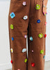 Queen Of Sparkles Brown Multi Sequin Flower Wide Leg Jeans (Reg. and Plus)