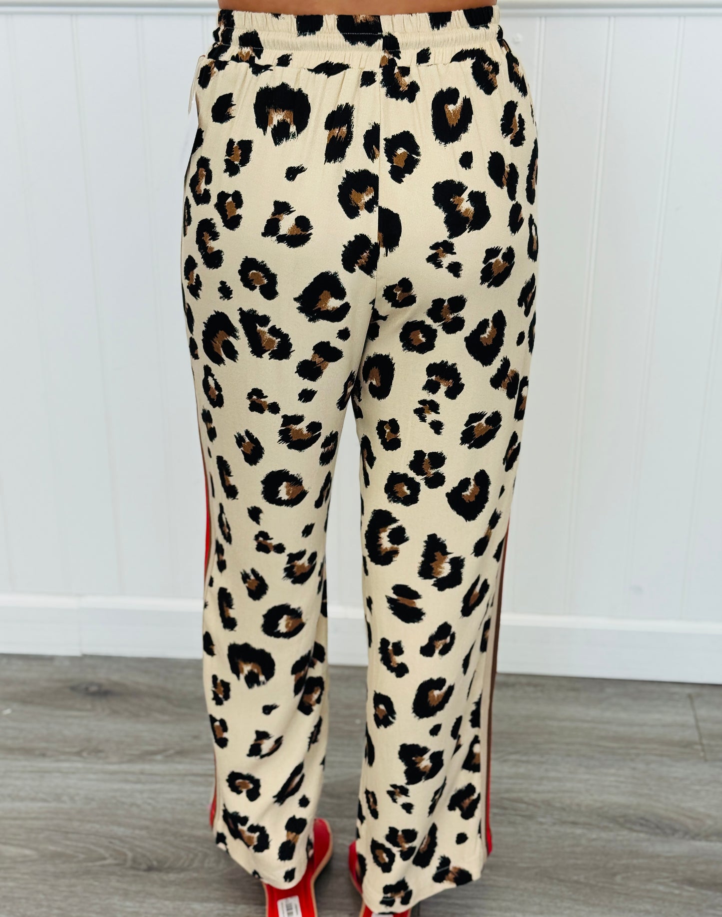 Red Animal Print Color Band Pants (Reg.)