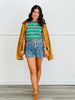 Short Sleeve Multi Stripe Knit Top (Reg.)-2 Colors