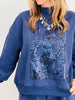 Queen Of Sparkles Navy Card Logo Mock Neck Sweatshirt (Reg. and Plus)