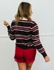 Contrast Collar Stripe Sweater Top (Reg.) - 3 Colors