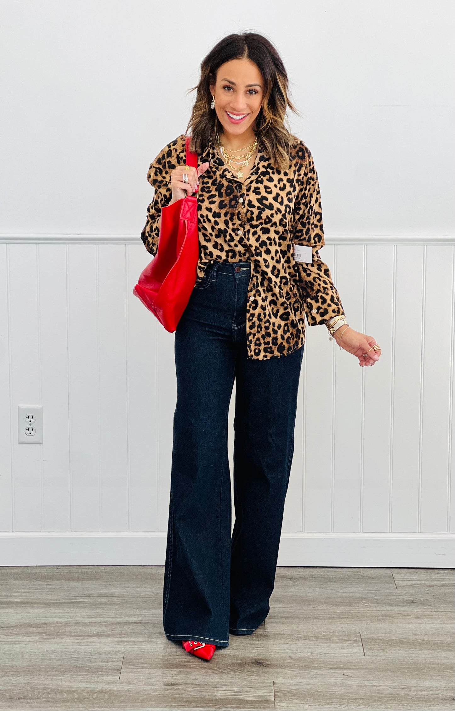 Brown Leopard The Kathryn Button-Up Top (Reg. & Plus)