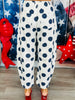 Navy Polka Dot Barrel Pants (Reg. and Plus)
