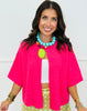 One Button Short Sleeve Cardigan (Reg.) - 3 Colors