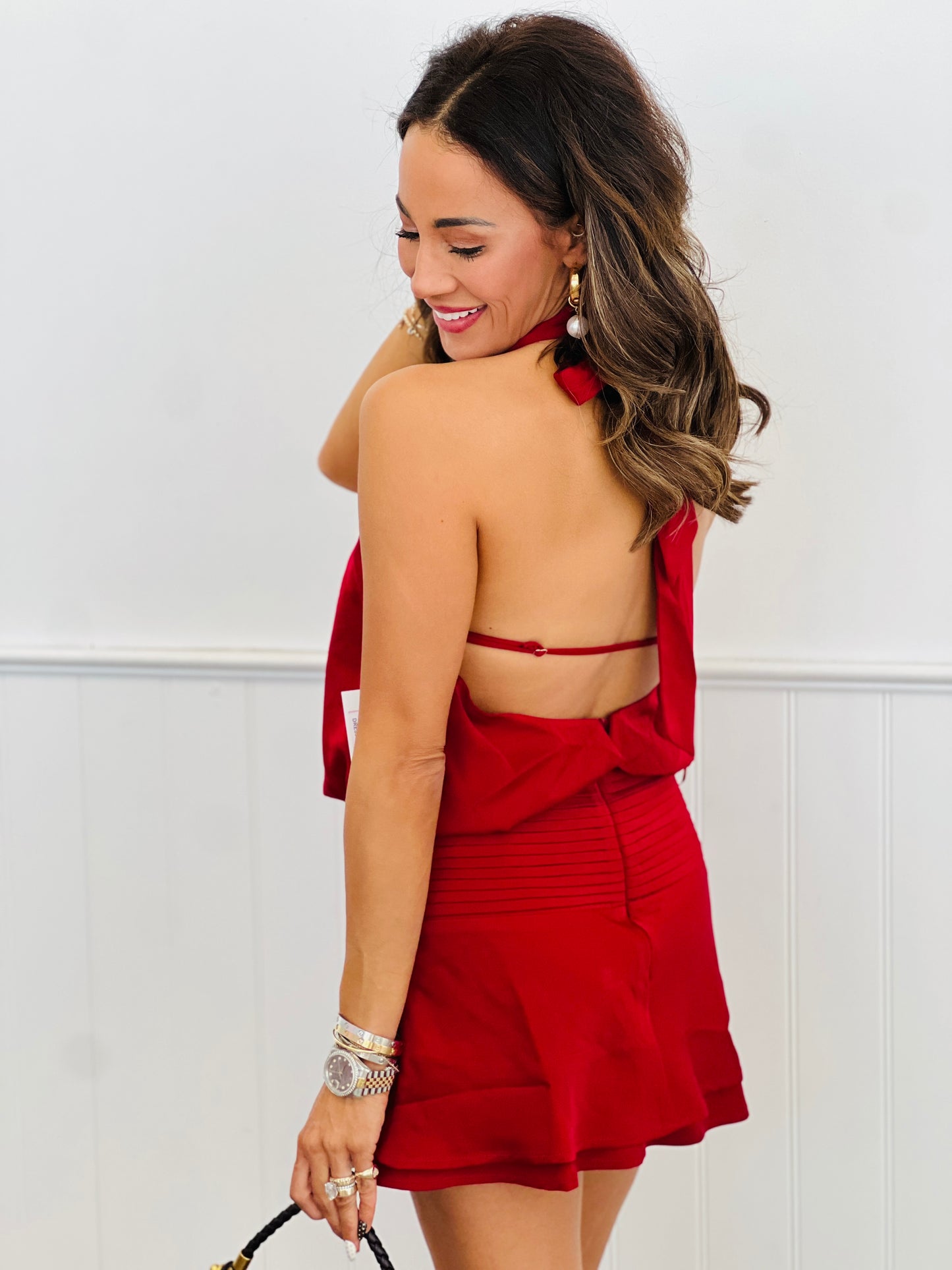 Ruby Red Halter Neck Mini Dress (Reg.)
