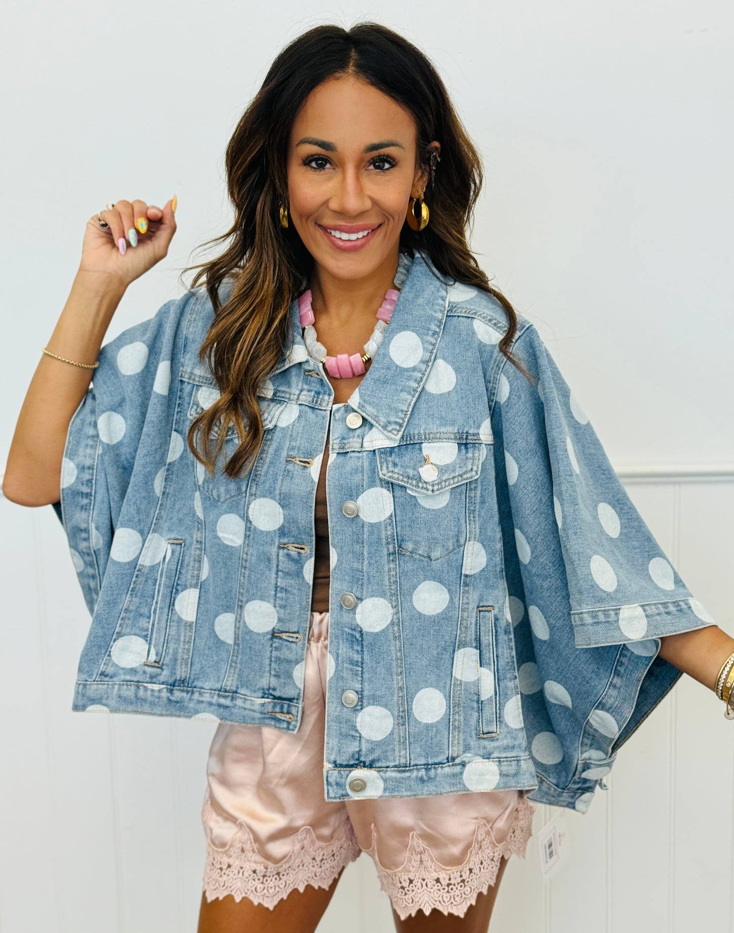 Denim Polka Dot Cape Jacket (Reg.)