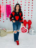 Black/Red Heart Knit Sweater (Reg.)