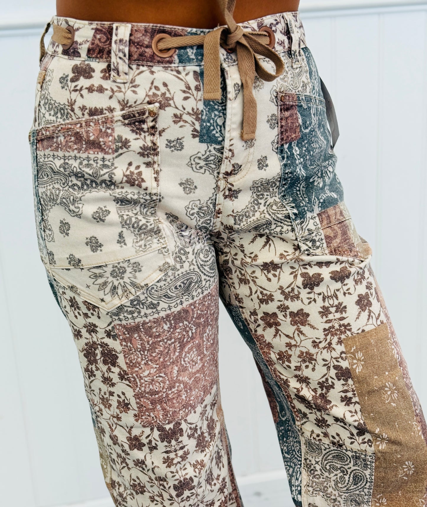 Risen Patchwork Charm Barrel Pants (Reg & Plus)