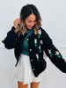 Chunky Knit Floral Pattern Cardigan (Reg. and Plus)