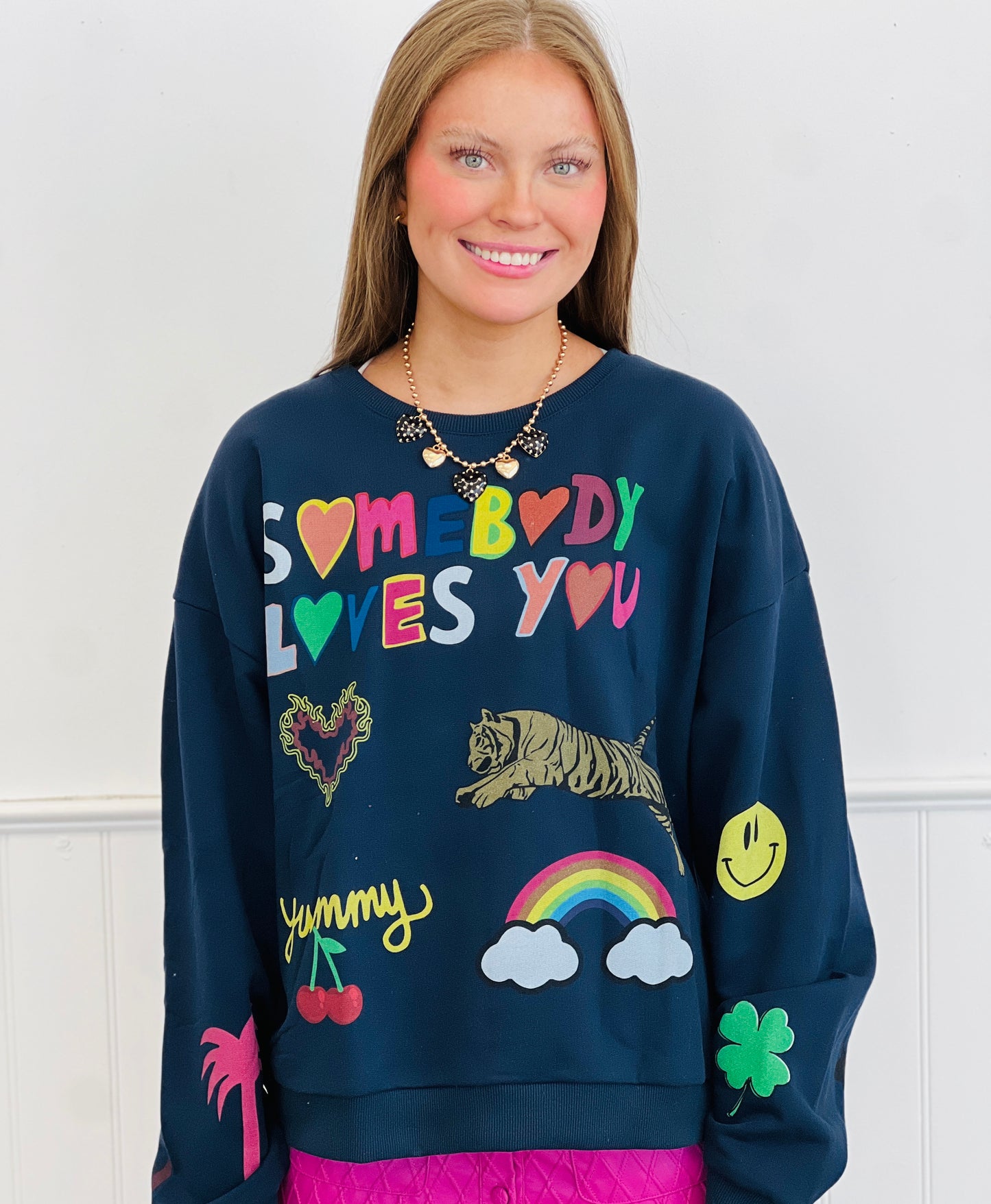 Navy Somebody Loves You Graphic Sweatshirt (Reg.)