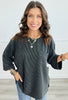 Andree Ribbed 3/4 Sleeve Oversized Top (Reg. & Plus)- 8 Colors