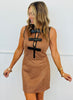 Lt Brown Faux Suede Bow Detailed Dress (Reg.)