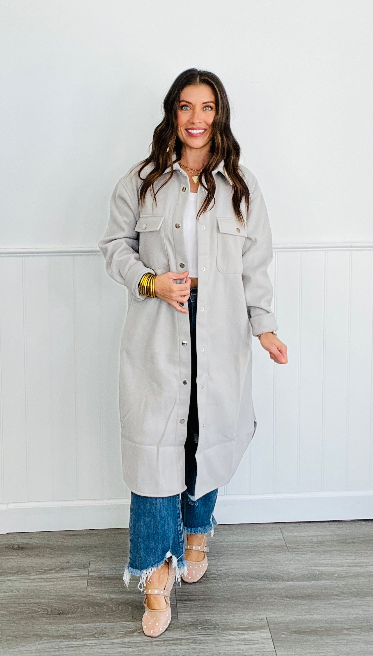 Grey Staying Chic Mid Length Shacket (Reg)