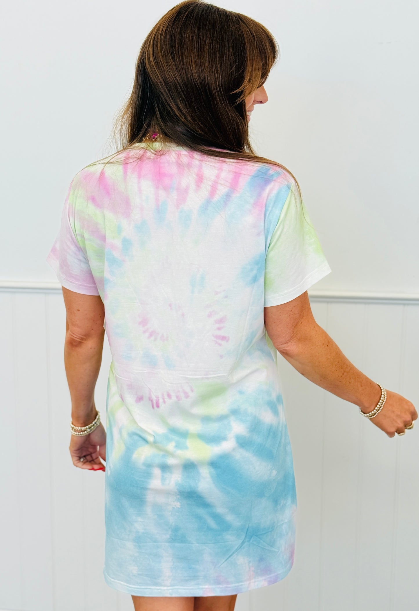 Queen Of Sparkles Tie Dye Logo Tee Dress (Reg. & Plus)