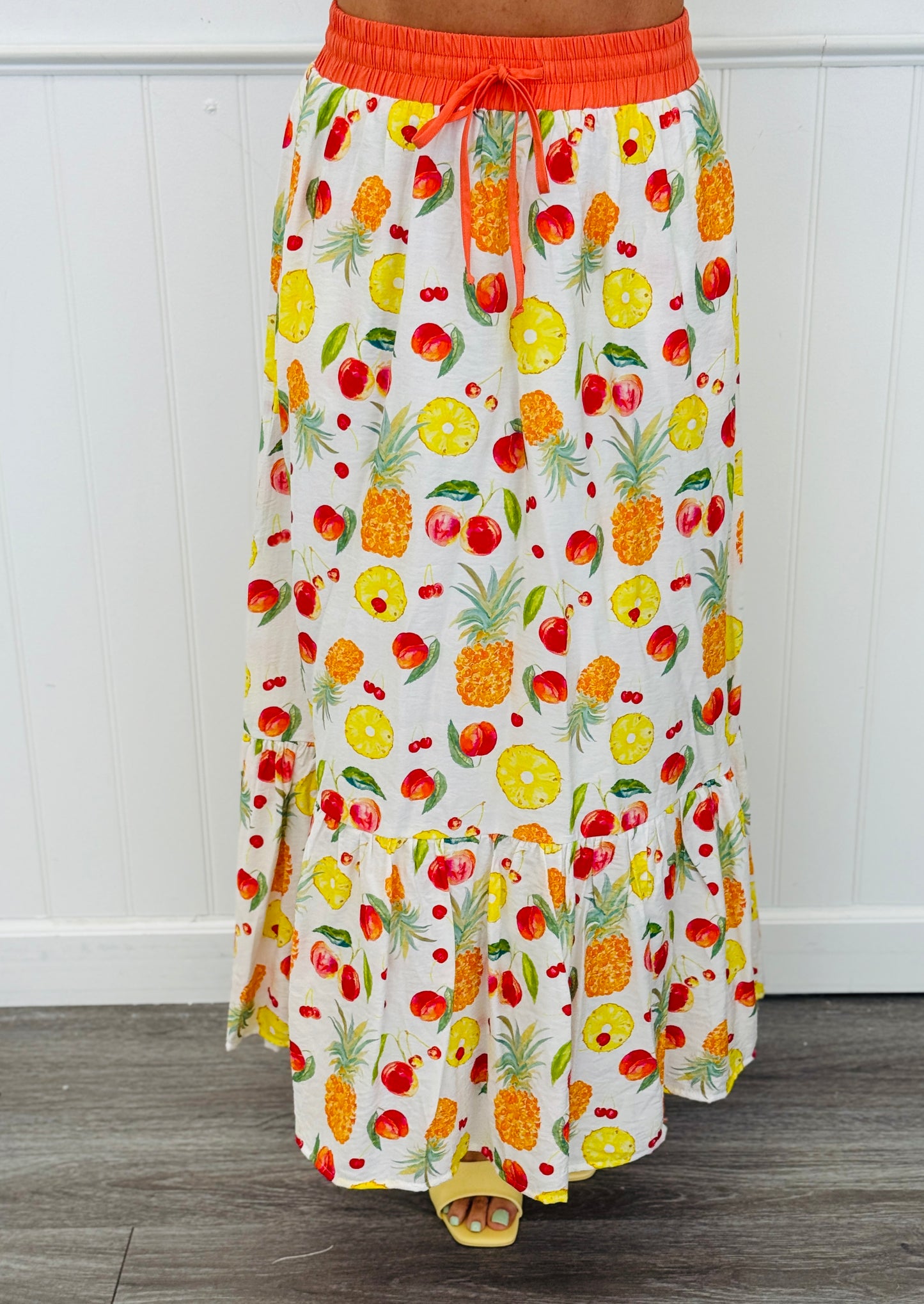 Fruit Print Bubble Hem Top & Skirt Set (Reg. and Plus)