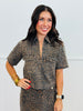 Brown Leopard Print Split Neck Top (Reg.)