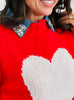 Red/Ivory Heart Short Sleeve Sweater (Reg & Plus)
