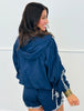 Navy Floral Embroidered Windbreaker & Shorts Set (Reg.)