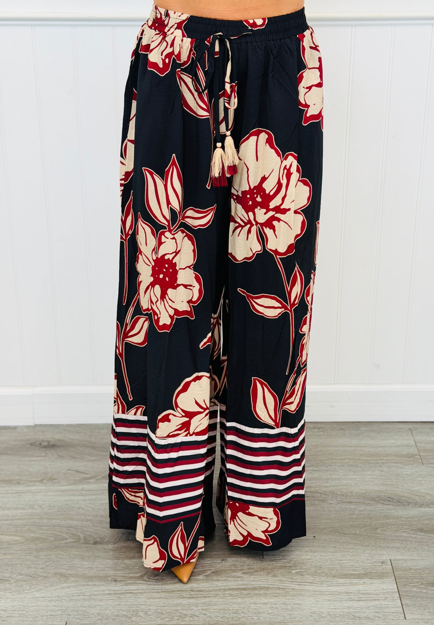 Fall Black Bloom Floral Palazzo Pants (Reg. and Plus)