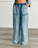 Denim Washed Sleeve And Pants Set (Reg. & Plus)