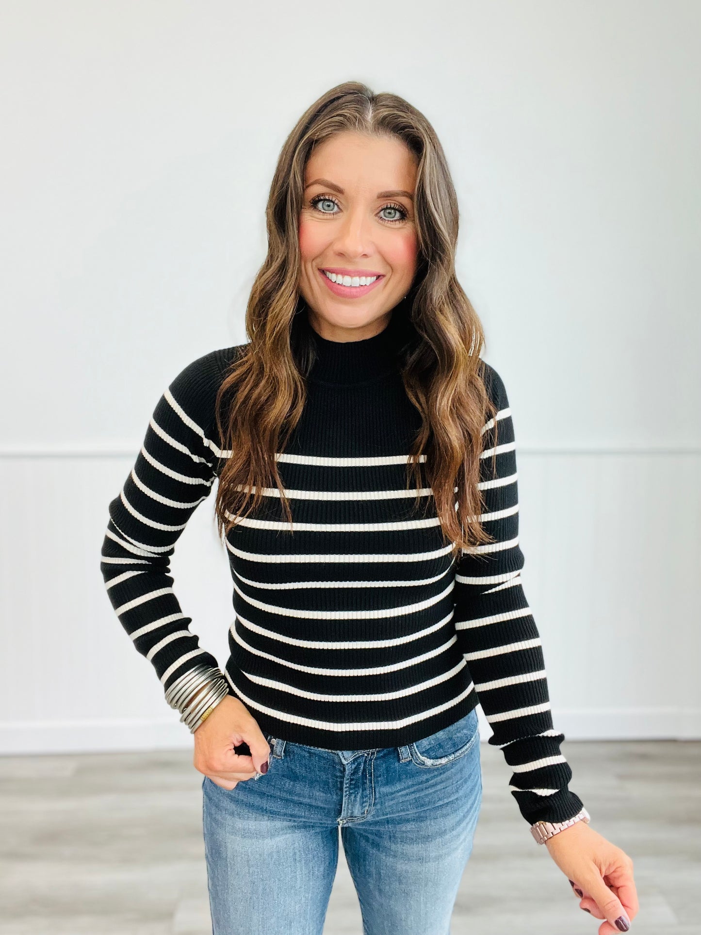 Striped Sensation Sweater Top (Reg)-8 Colors