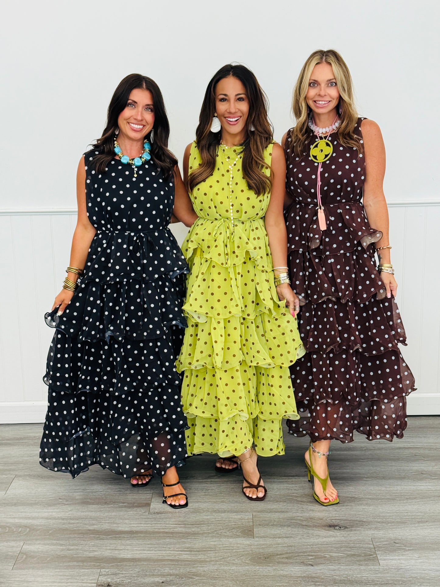 Polka Dot Ruffle Tiered Sleeveless Maxi Dress (Reg. and Plus) - 3 Colors