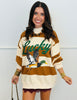 Camel Cream Stripe Lucky Duck Mock Neck Sweatshirt (Reg.)