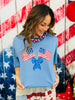 Blue Luxe Liberty Bow Flags Top (Reg & Plus)