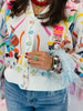 Queen Of Sparkles Multi Drummin Nutcracker Button Up Feather Sleeve Cardigan (Reg. & Plus)